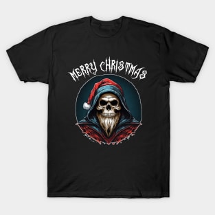 Christmas skull goth Santa Claus T-Shirt